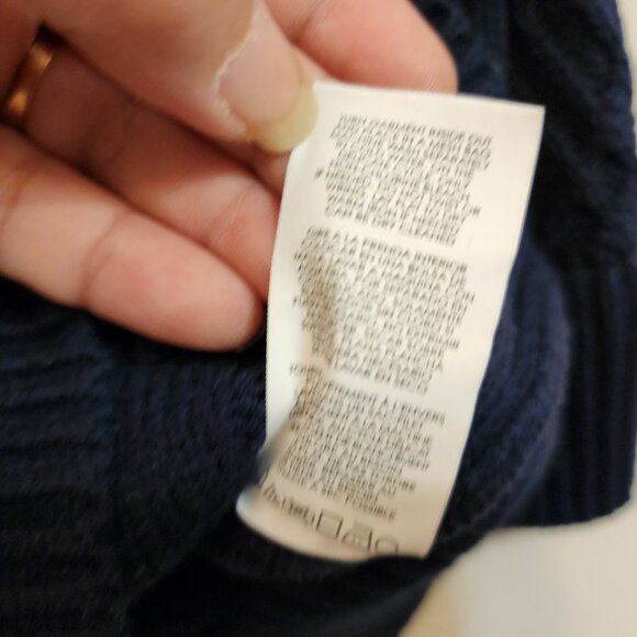 Cabi Cotton Blnd Cable Knit Cardigan Sweater Navy Blue Slat Fisherman Women M - Picture 16 of 16